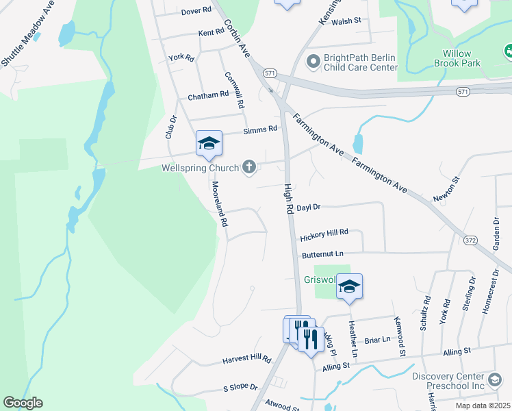 map of restaurants, bars, coffee shops, grocery stores, and more near 210 High Road in Berlin