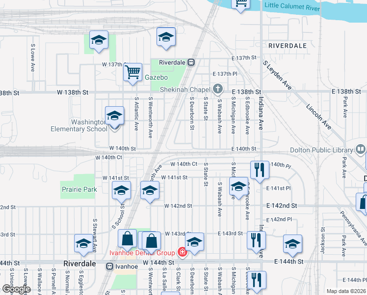 map of restaurants, bars, coffee shops, grocery stores, and more near 69 West 140th Street in Riverdale