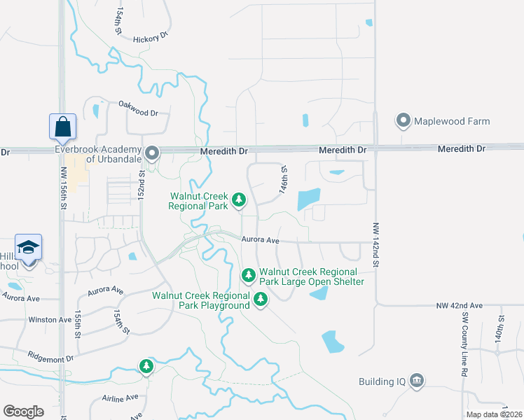 map of restaurants, bars, coffee shops, grocery stores, and more near 4406 147th Street in Urbandale