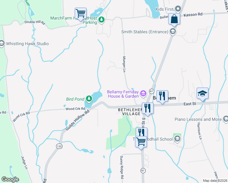 map of restaurants, bars, coffee shops, grocery stores, and more near 99 Munger Lane in Bethlehem