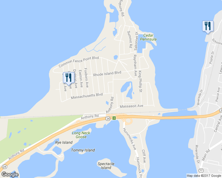 map of restaurants, bars, coffee shops, grocery stores, and more near 822 Anthony Road in Portsmouth