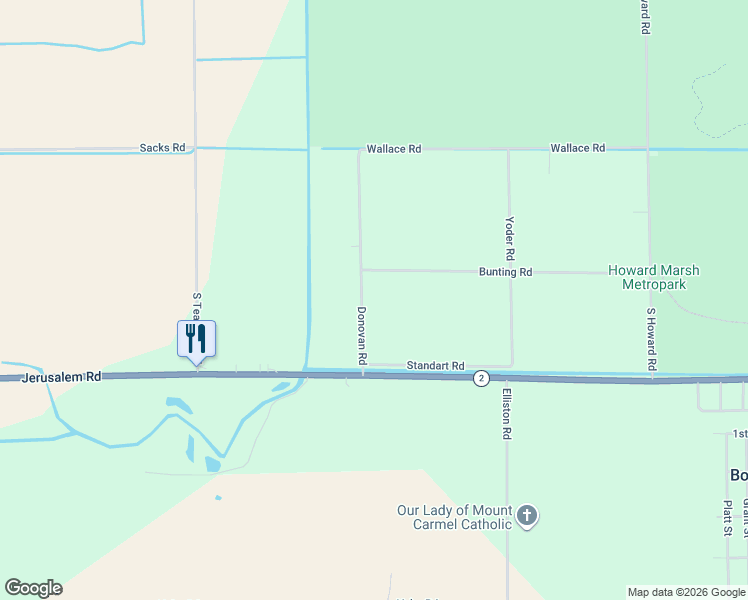 map of restaurants, bars, coffee shops, grocery stores, and more near 10924 Bunting Road in Curtice