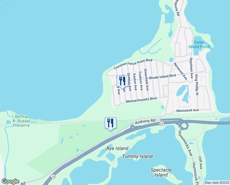 map of restaurants, bars, coffee shops, grocery stores, and more near 57 Attleboro Avenue in Portsmouth