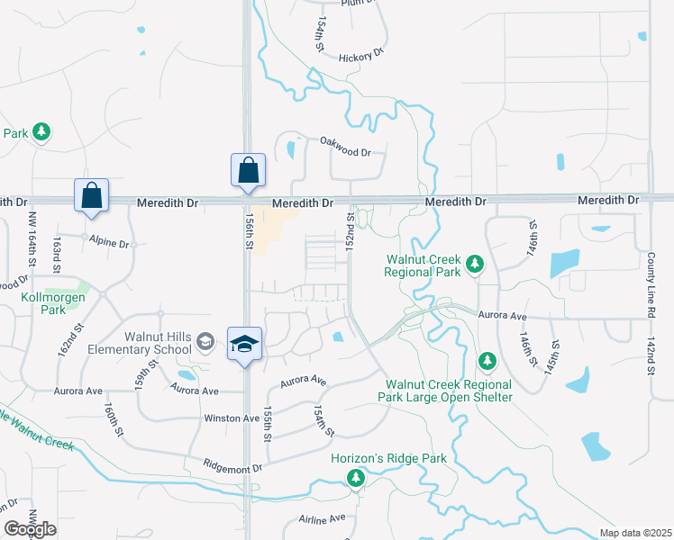 map of restaurants, bars, coffee shops, grocery stores, and more near 4402 152nd Street in Urbandale