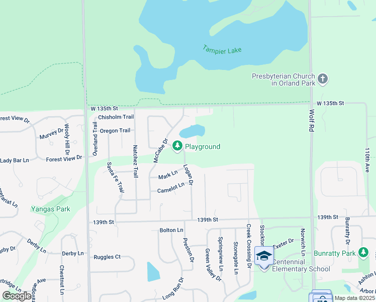 map of restaurants, bars, coffee shops, grocery stores, and more near 11613 Kaup Lane in Orland Park