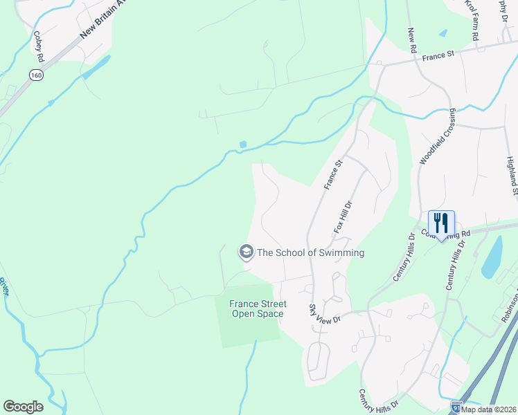 map of restaurants, bars, coffee shops, grocery stores, and more near 124 Speno Ridge in Rocky Hill