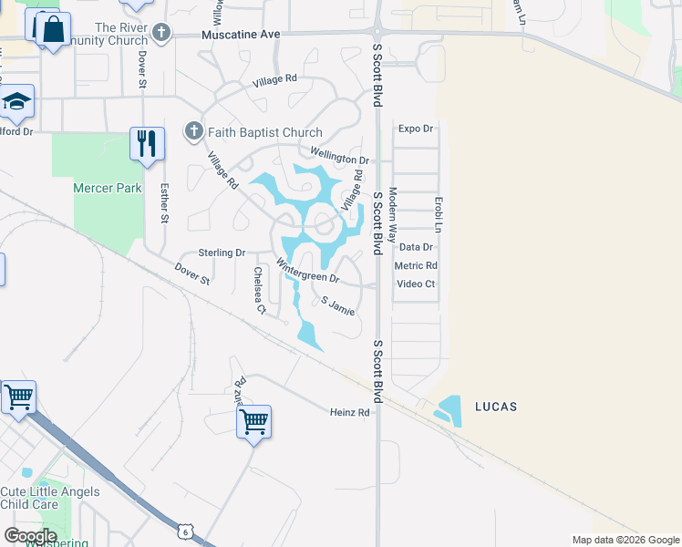 map of restaurants, bars, coffee shops, grocery stores, and more near 3401-3499 Montgomery Pl in Iowa City