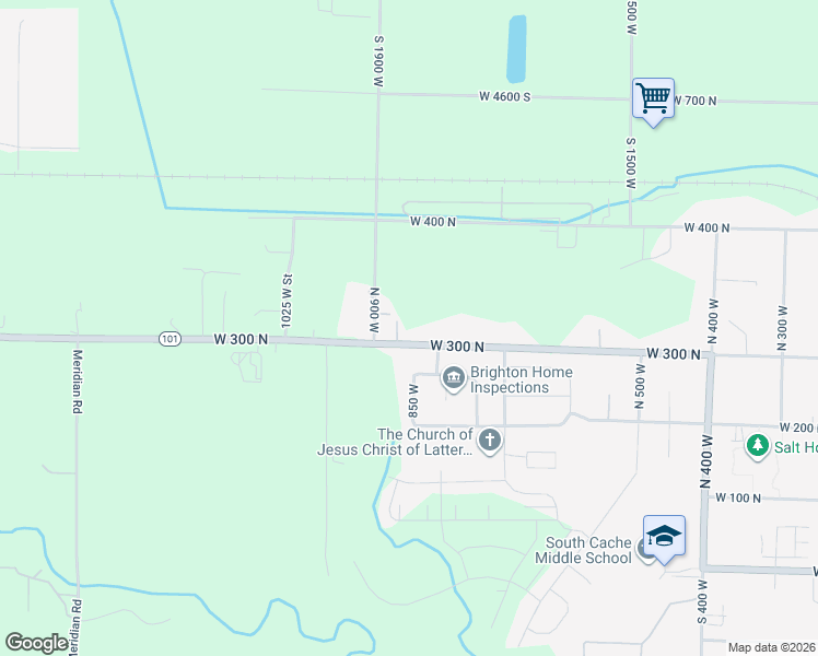 map of restaurants, bars, coffee shops, grocery stores, and more near 830 Utah 101 in Hyrum