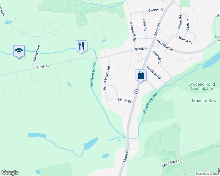 map of restaurants, bars, coffee shops, grocery stores, and more near 38 Barnyard Road in Rocky Hill