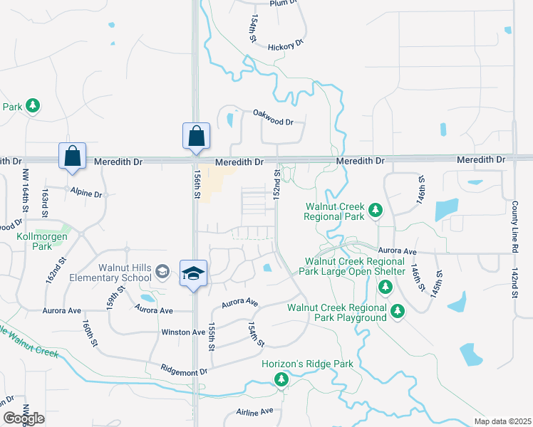 map of restaurants, bars, coffee shops, grocery stores, and more near 4406 152nd Street in Urbandale