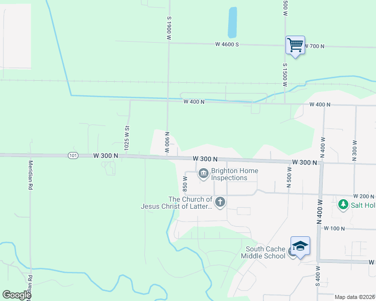 map of restaurants, bars, coffee shops, grocery stores, and more near 830 Utah 101 in Hyrum
