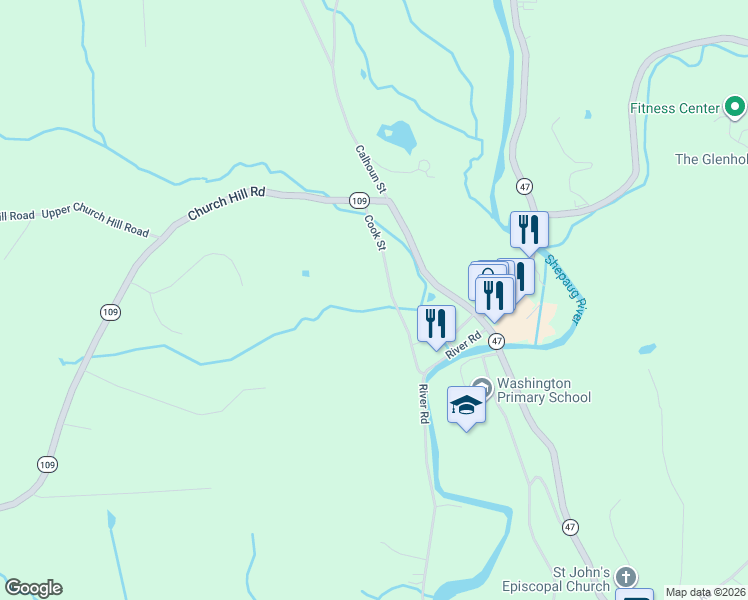 map of restaurants, bars, coffee shops, grocery stores, and more near 19 Cook Street in Washington