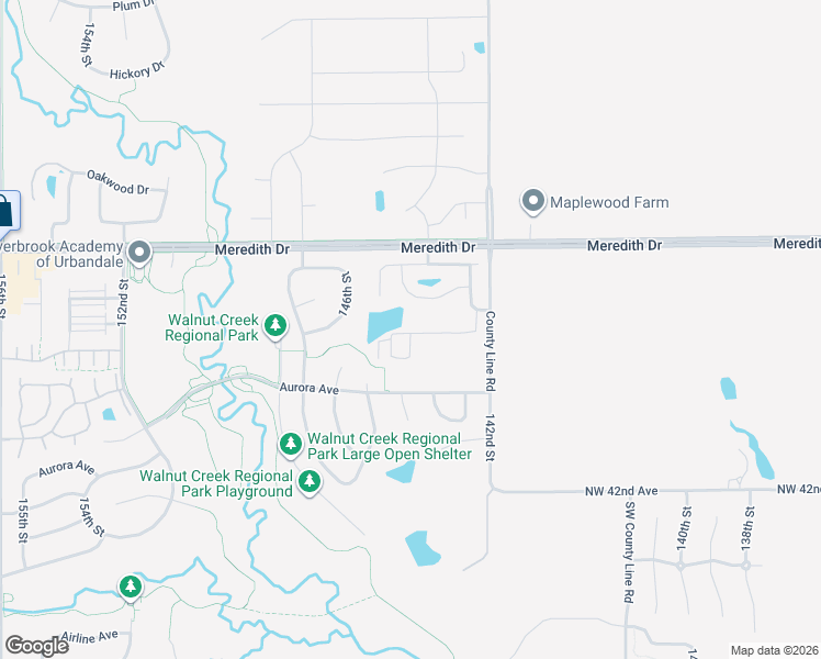 map of restaurants, bars, coffee shops, grocery stores, and more near 4454 Northwest 142nd Street in Urbandale