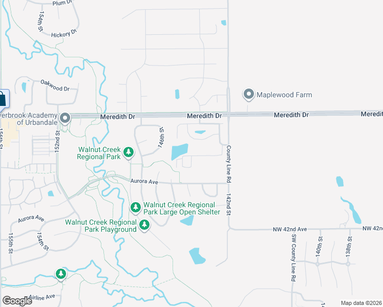 map of restaurants, bars, coffee shops, grocery stores, and more near 4454 Northwest 142nd Street in Urbandale