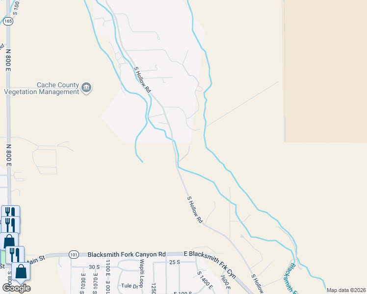 map of restaurants, bars, coffee shops, grocery stores, and more near 5050 South Hollow Road in Nibley