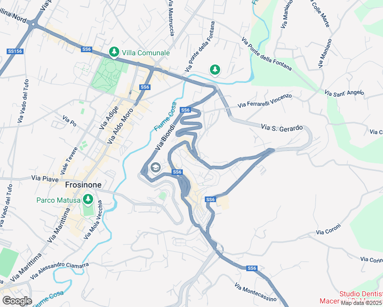 map of restaurants, bars, coffee shops, grocery stores, and more near 10 Via Casilina Nord in Frosinone