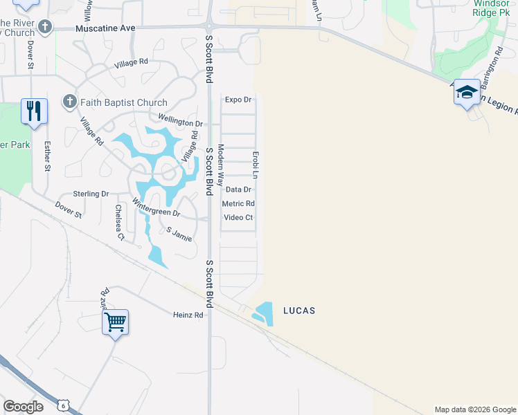 map of restaurants, bars, coffee shops, grocery stores, and more near 2-98 Metric Road in Iowa City