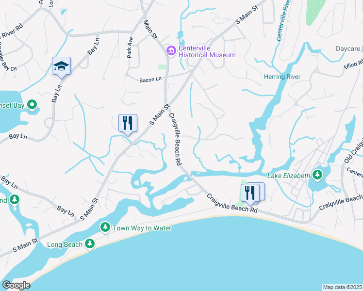 map of restaurants, bars, coffee shops, grocery stores, and more near 1248 Craigville Beach Road in Barnstable