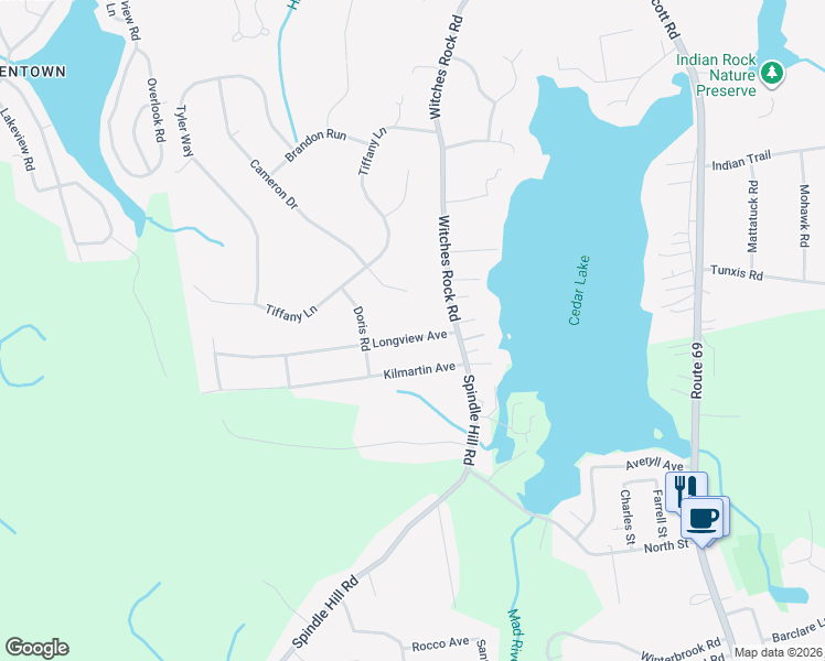 map of restaurants, bars, coffee shops, grocery stores, and more near 44 Longview Avenue in Bristol