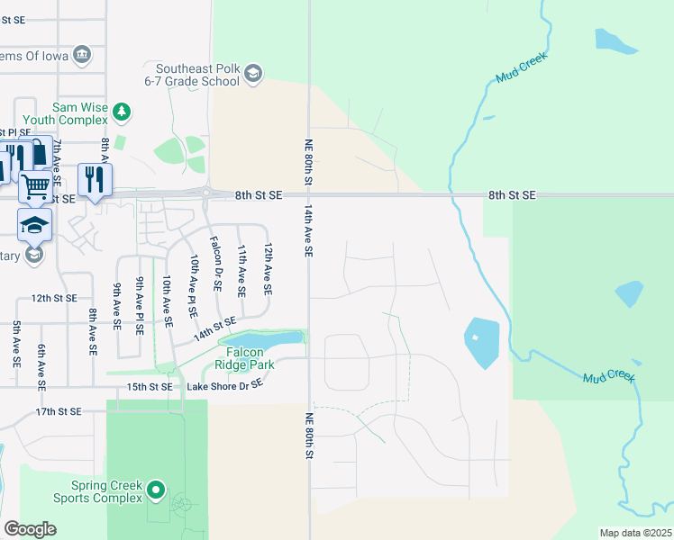 map of restaurants, bars, coffee shops, grocery stores, and more near 1112 15th Avenue Southeast in Altoona