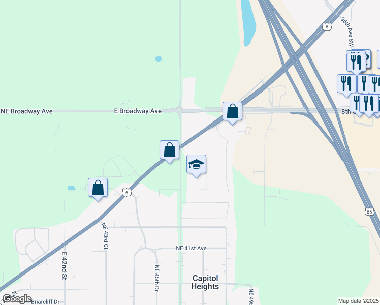 map of restaurants, bars, coffee shops, grocery stores, and more near 4605 Hubbell Avenue in Des Moines