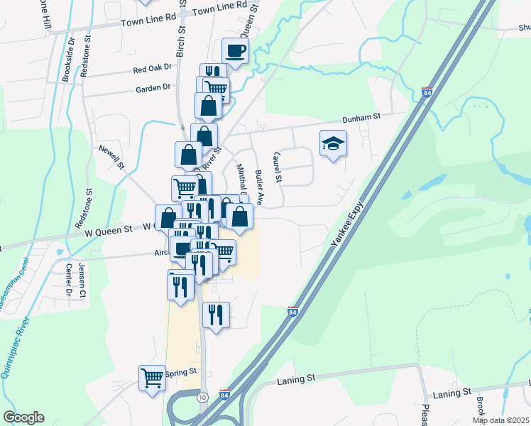 map of restaurants, bars, coffee shops, grocery stores, and more near 9 Rethal Street in Southington