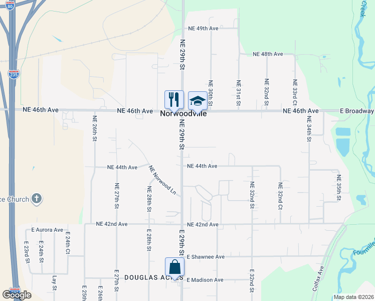 map of restaurants, bars, coffee shops, grocery stores, and more near 4465 Northeast 29th Street in Des Moines