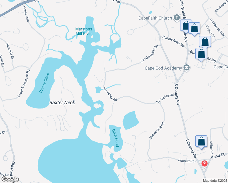 map of restaurants, bars, coffee shops, grocery stores, and more near 275 Ice Valley Road in Barnstable