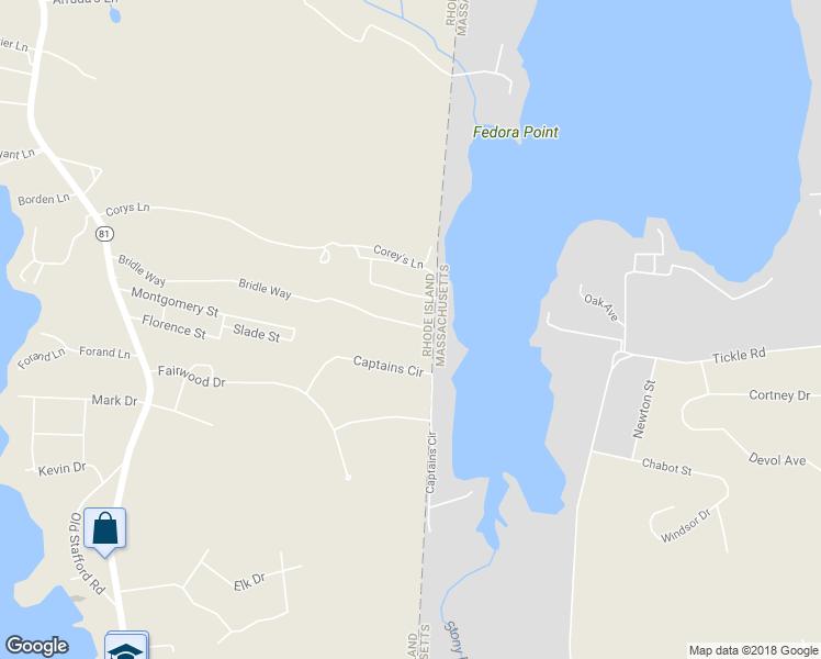 map of restaurants, bars, coffee shops, grocery stores, and more near 265 Bridle Way in Tiverton