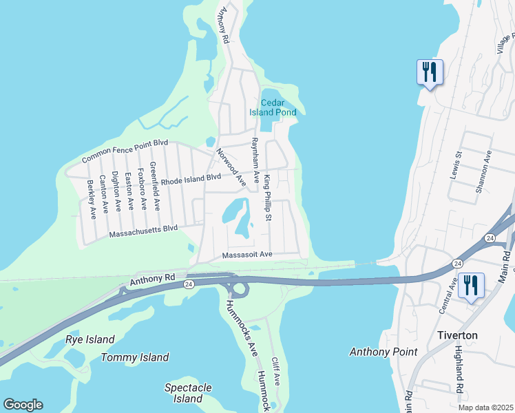 map of restaurants, bars, coffee shops, grocery stores, and more near 84 King Phillip Street in Portsmouth