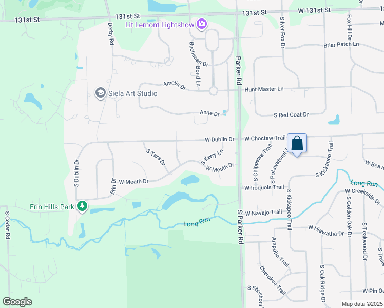 map of restaurants, bars, coffee shops, grocery stores, and more near 13557 South Monaghan Road in Homer Glen
