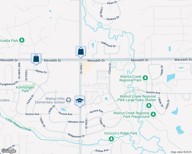 map of restaurants, bars, coffee shops, grocery stores, and more near 4412 153rd St in Urbandale