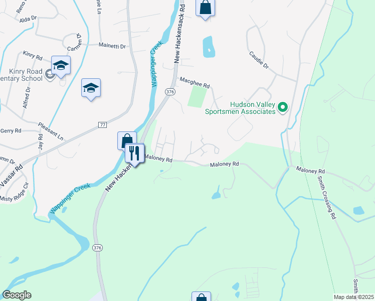map of restaurants, bars, coffee shops, grocery stores, and more near 510 Maloney Road in Poughkeepsie
