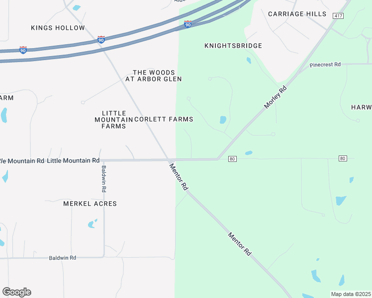 map of restaurants, bars, coffee shops, grocery stores, and more near 9665 Little Mountain Road in Mentor