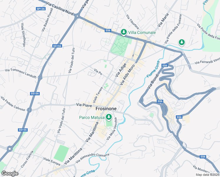 map of restaurants, bars, coffee shops, grocery stores, and more near 37 Via Arno in Frosinone