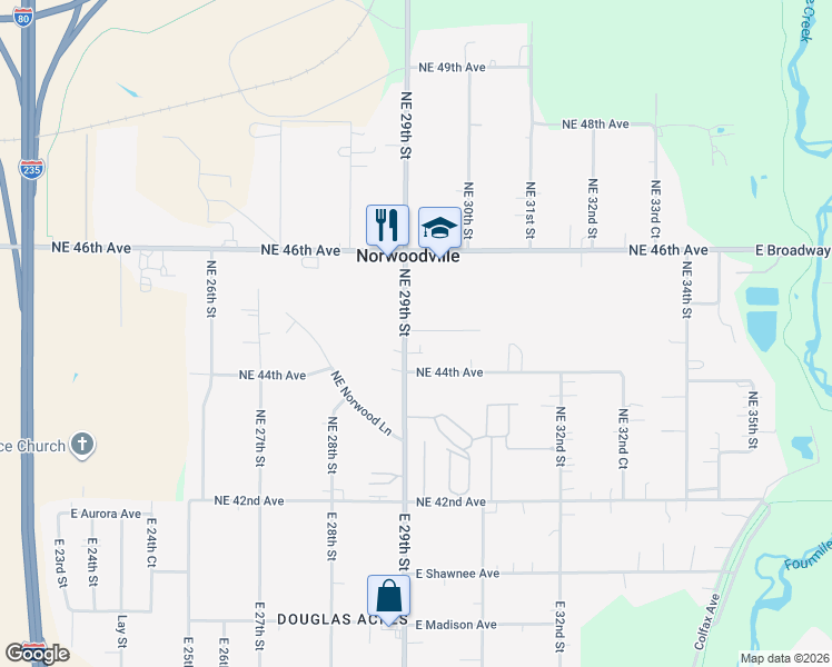 map of restaurants, bars, coffee shops, grocery stores, and more near 4465 Northeast 29th Street in Des Moines