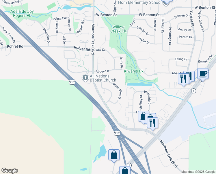 map of restaurants, bars, coffee shops, grocery stores, and more near 1714 Gryn Dr in Iowa City