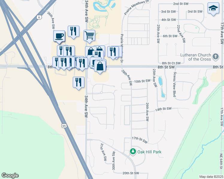 map of restaurants, bars, coffee shops, grocery stores, and more near 21 North Hawthorn Drive in Altoona