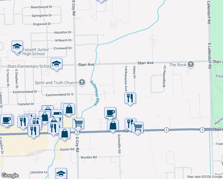 map of restaurants, bars, coffee shops, grocery stores, and more near 543 Georgetown Drive in Oregon
