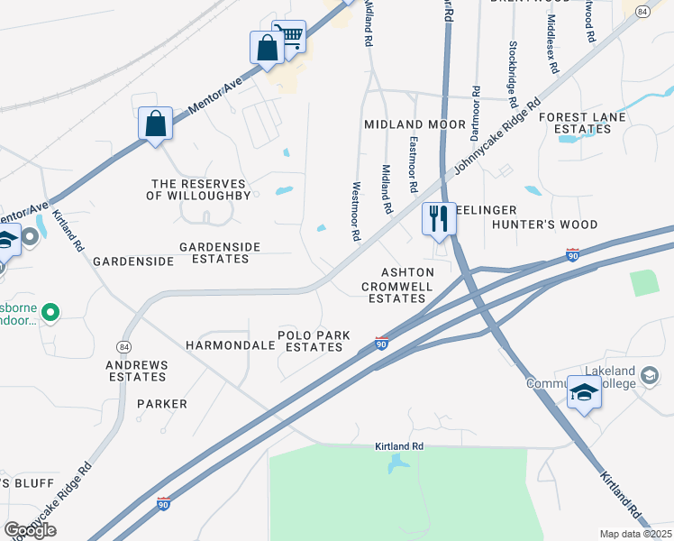 map of restaurants, bars, coffee shops, grocery stores, and more near 660 Ridge Road in Hinckley