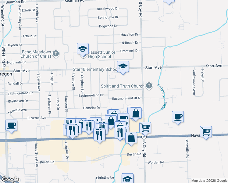 map of restaurants, bars, coffee shops, grocery stores, and more near in Oregon