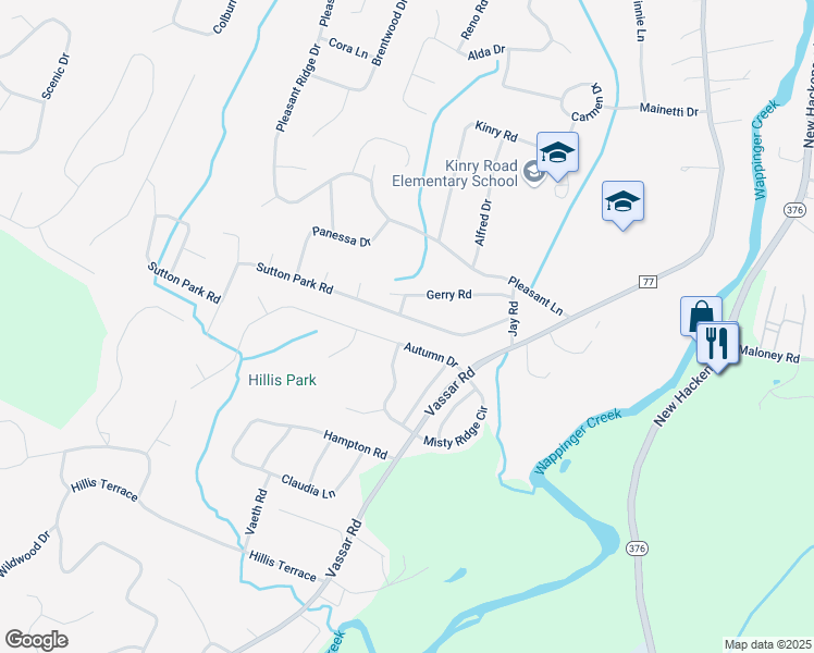 map of restaurants, bars, coffee shops, grocery stores, and more near 34 Autumn Drive in Poughkeepsie