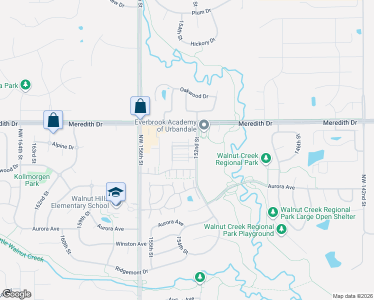 map of restaurants, bars, coffee shops, grocery stores, and more near 15200 Greenbelt Drive in Urbandale