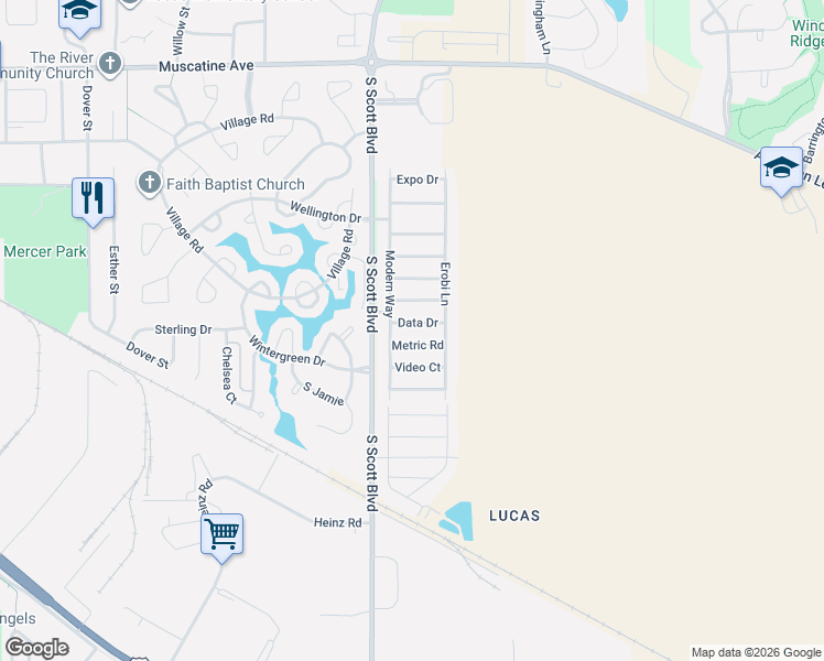 map of restaurants, bars, coffee shops, grocery stores, and more near 2-98 Metric Road in Iowa City