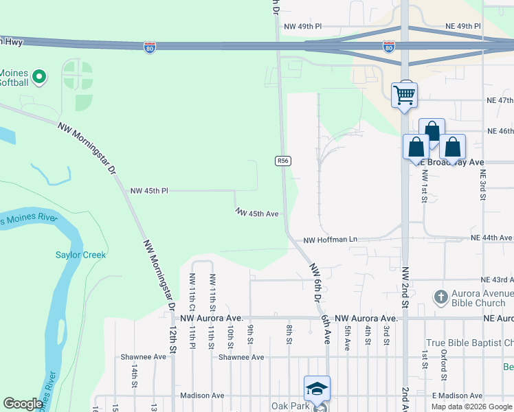 map of restaurants, bars, coffee shops, grocery stores, and more near 830 Northwest 45th Avenue in Des Moines