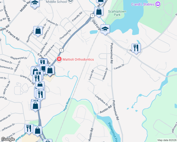 map of restaurants, bars, coffee shops, grocery stores, and more near 189 Weeden Drive in East Greenwich