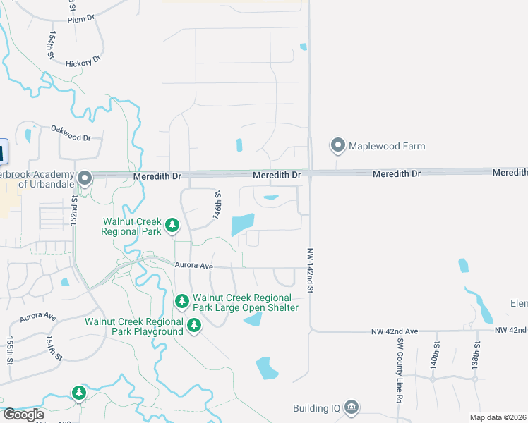 map of restaurants, bars, coffee shops, grocery stores, and more near 4454 Northwest 142nd Street in Urbandale