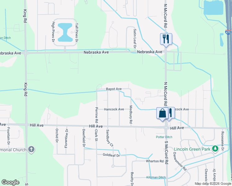 map of restaurants, bars, coffee shops, grocery stores, and more near 7100-7118 Bapst Avenue in Holland