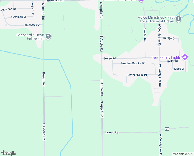 map of restaurants, bars, coffee shops, grocery stores, and more near 58639 South Apple Road in Osceola