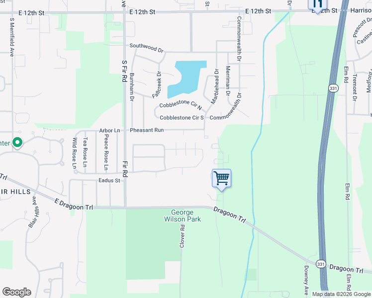 map of restaurants, bars, coffee shops, grocery stores, and more near Peirce Mill Lane in Mishawaka